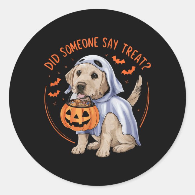 Sticker Rond Quelqu'un a dit friandise_ Labrador Halloween (Devant)