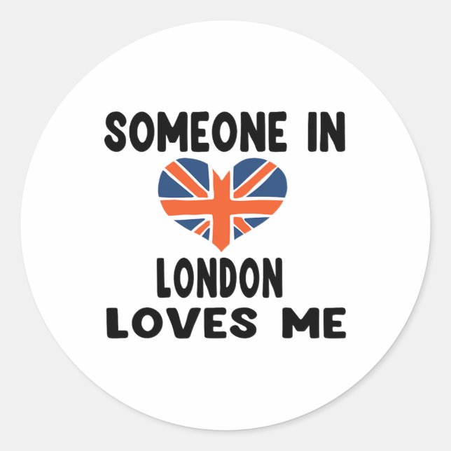 Sticker Rond Quelqu'un à Londres m'aime Angleterre Drapeau brit (Devant)