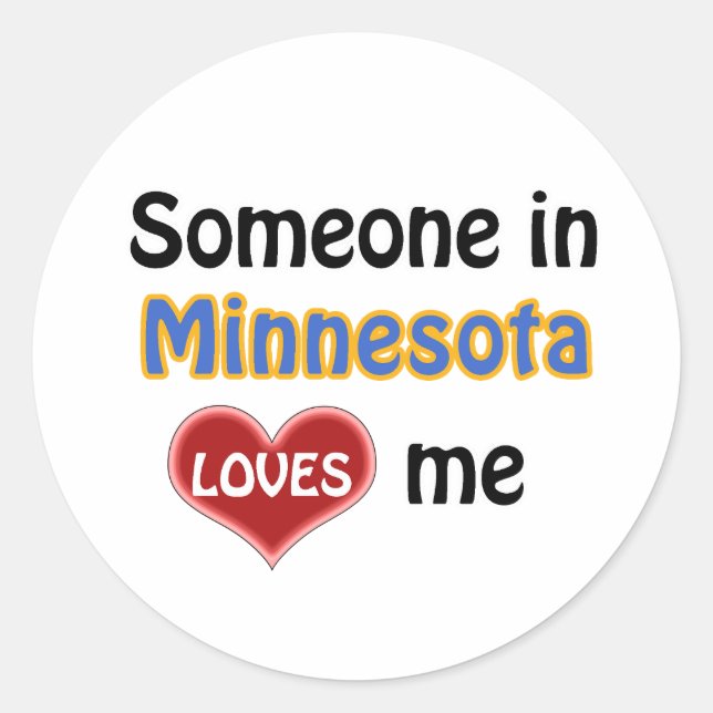Sticker Rond Quelqu'un au Minnesota m'aime (Devant)