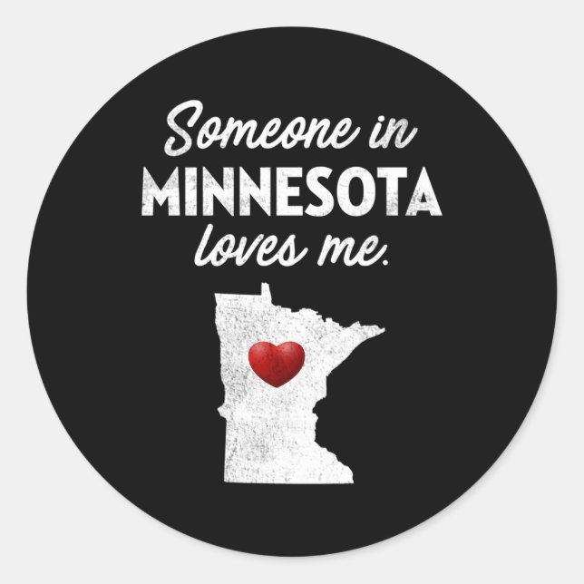 Sticker Rond Quelqu'Un Au Minnesota M'Aime Minnesota Homme (Devant)