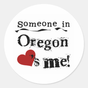 Sticker Rond Quelqu'Un En Oregon M'Aime