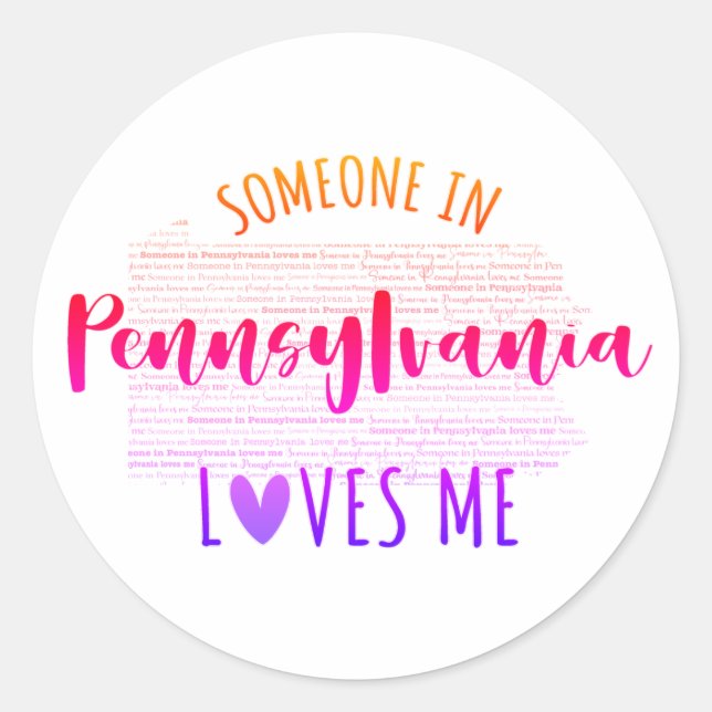 Sticker Rond Quelqu'Un En Pennsylvanie M'Aime (Devant)