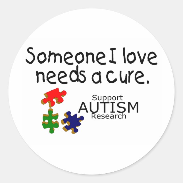 Sticker Rond Quelqu'Un Que J'Aime (Pièces De Puzzle) (Devant)