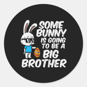 Sticker Rond Quelqu'Un Va Être Un Gros Frère Preg De Pâques