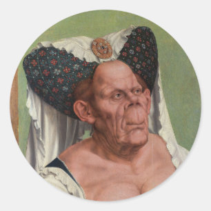 Sticker Rond Quentin Matsys - Une Vieille Femme Grotesque
