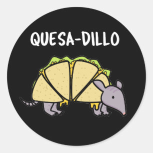 Sticker Rond Quesa-Dillo Funny Quesadilla Pun Dark BG