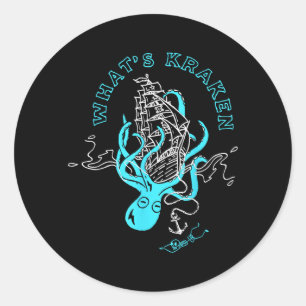 Sticker Rond Quest-ce que Kraken Drôle Pieuvre Monstre Marin Gr