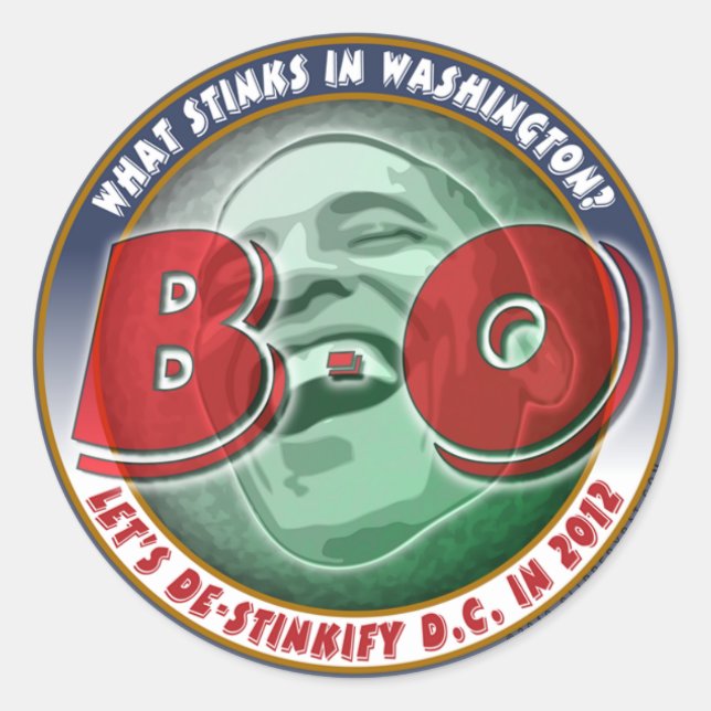 Sticker Rond Qu'est-ce qui pue à Washington ? (Devant)