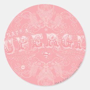 Sticker Rond Qu'est-ce qu'une super fille à faire rose