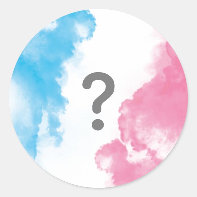 Sticker Rond Question Mark Bébé Genre Révéler Fumée Bleu rose (Devant)