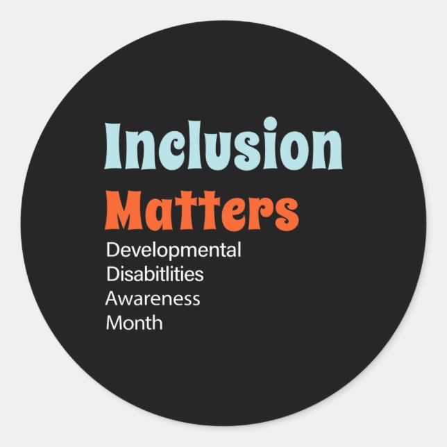 Sticker Rond Questions d'inclusion Déficience du développement  (Devant)
