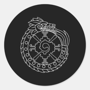 Sticker Rond Quetzalcoatl Ouroboros Aztec Ancien Inca Maya À