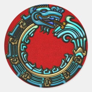 Sticker Rond Quetzalcoatl turquoise