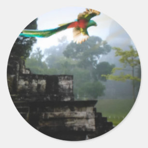 Sticker Rond Quetzel dans Tikal