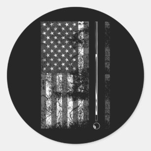 Sticker Rond Queue de billard drapeau américain Mignon jeu de t