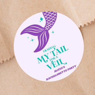 Sticker Rond Queue de commerce pour Veil Mermaid Bachelorette P