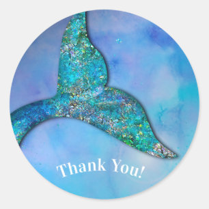 Sticker Rond Queue de sirène océanique scintillante pour fête d