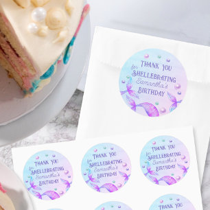 Sticker Rond Queues de sirène Merci pour la fête d'anniversaire