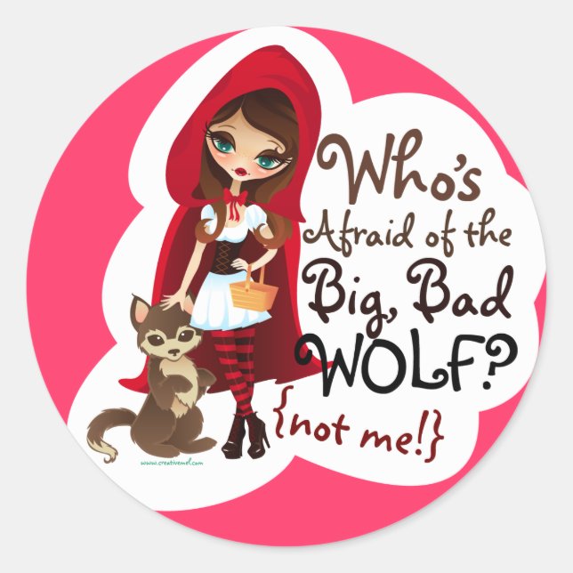 Sticker Rond Qui a peur du Big Bad Wolf ? (Devant)
