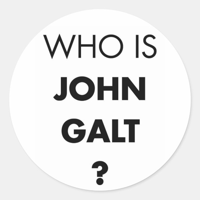 Sticker Rond Qui Est John Galt ? La question (Devant)