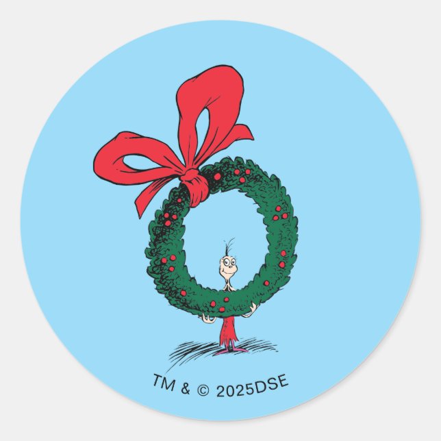 Sticker Rond Qui regarde à travers la couronne de Noël (Devant)