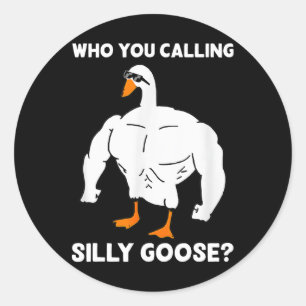 Sticker Rond Qui Vous Appelez Silly Goose Funny Gym Mème 1