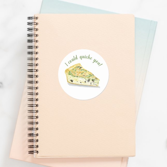 Sticker Rond Quiche à l'aquarelle Je pourrais quicher vous !  (Créateur téléchargé)