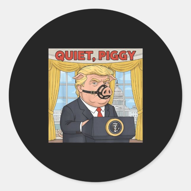 Sticker Rond Quiet Quiet Ggy Funny Sarcastic Litical G Cartoon  (Devant)