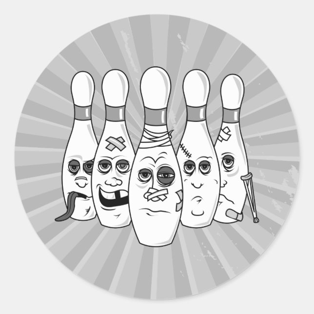 Sticker Rond quilles de bowling cassées grises (Devant)