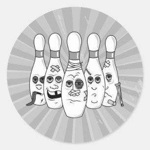 Sticker Rond quilles de bowling cassées grises