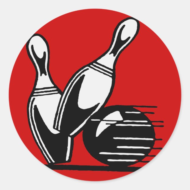 Sticker Rond Quilles de Bowling Rétro Personnalisables (Devant)