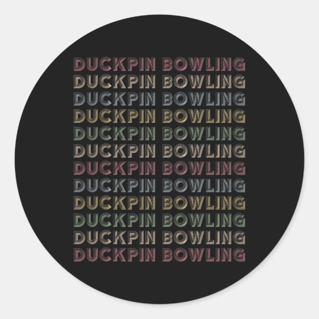 Sticker Rond Quilles rétro canard Bowling répétitif Bowler vint (Devant)