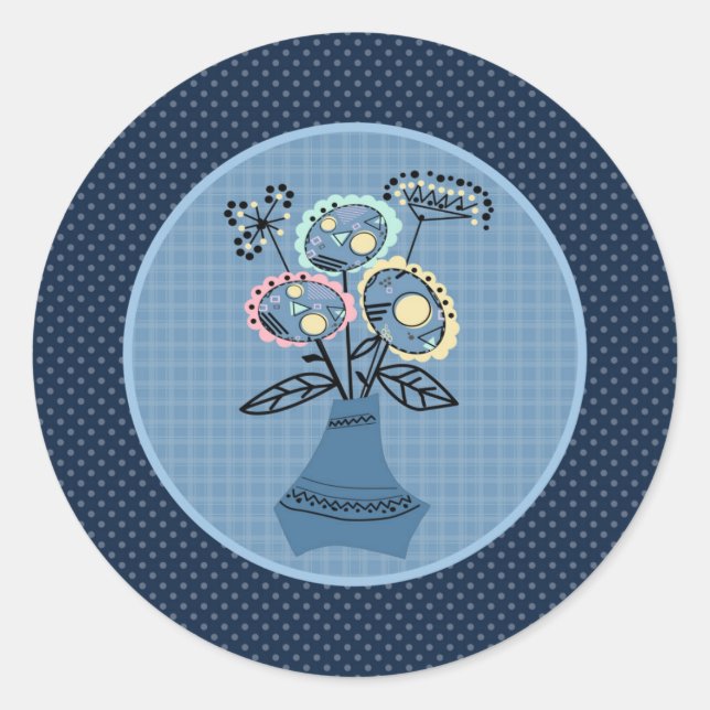 Sticker Rond Quilling, fleurs dans le vase (Devant)
