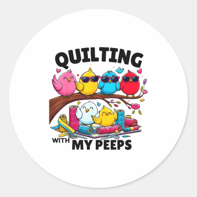 Sticker Rond Quilting Hanging With My Funny Women Toddler Kids  (Devant)