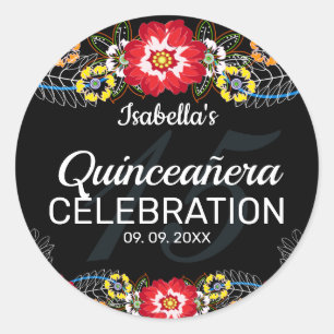 Sticker Rond Quinceañera Fiesta Art populaire