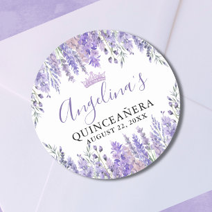 Sticker Rond Quinceanera Floral Violet