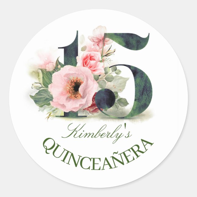 Sticker Rond Quinceanera florale (Devant)