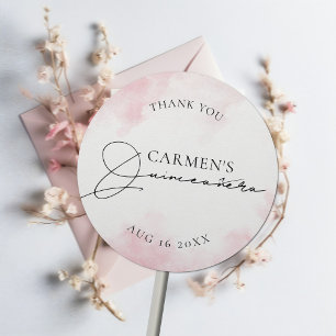 Sticker Rond Quinceanera moderne tendance Anniversaire