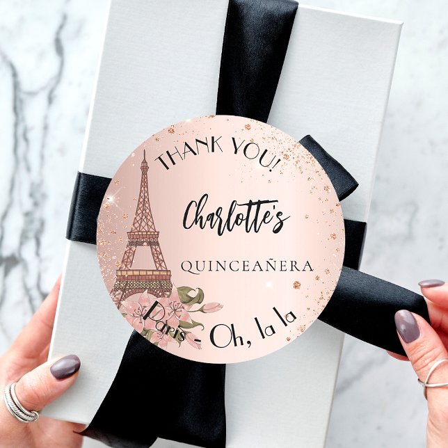 Sticker Rond Quinceanera Paris Tour Eiffel merci (Créateur téléchargé)