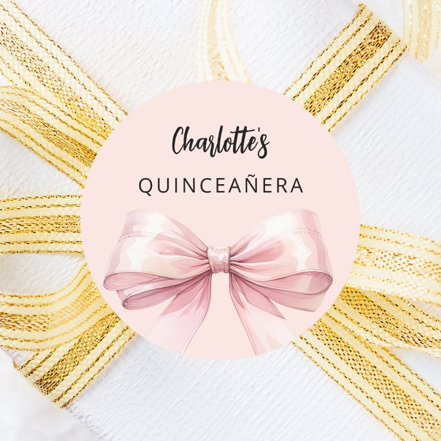 Sticker Rond Quinceanera rose bow (Créateur téléchargé)