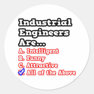 Sticker Rond Quiz des ingénieurs industriels...Blague