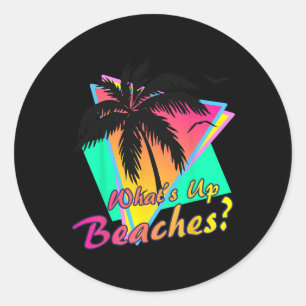 Sticker Rond Quoi de neuf Plages Tropical Summer Sunset Retro B