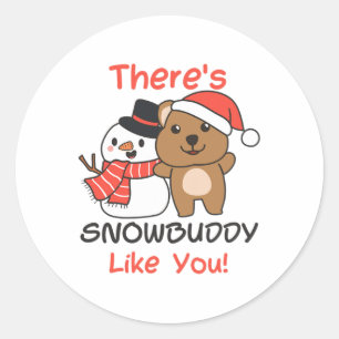 Sticker Rond Quokkka Y'a pas de bonhomme de neige comme toi Jeu