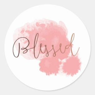 Sticker Rond Quote à l'aquarelle rose