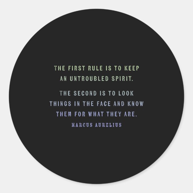 Sticker Rond Quote By Marcus Aurelius Stoic, Mindset Motivation (Devant)