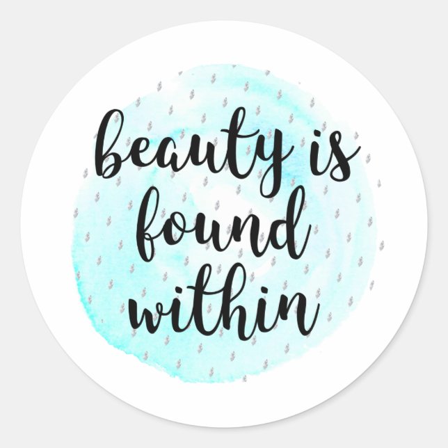 Sticker Rond Quote de beauté aquarelle (Devant)