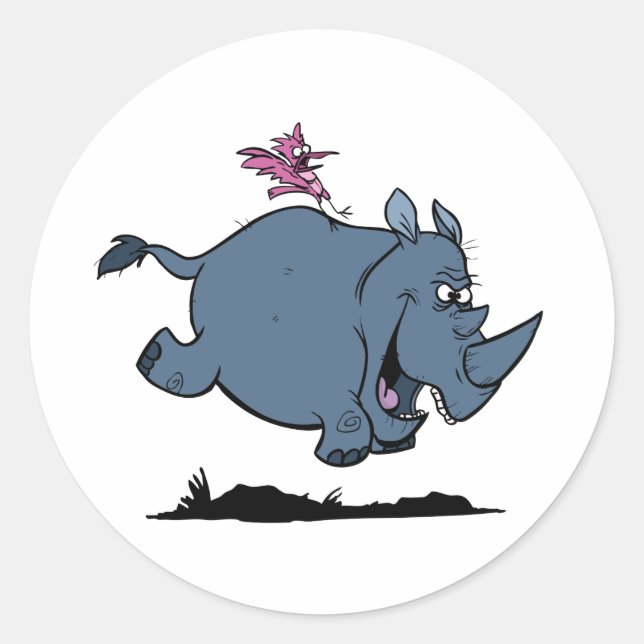 Sticker Rond R est pour Rhino (Devant)