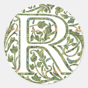 Sticker Rond R Monogramme floral
