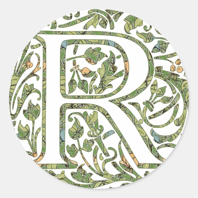 Sticker Rond R Monogramme floral (Devant)