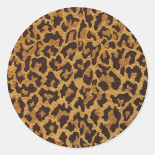 Sticker Rond RAB Rockabilly Imprimé Léopard Marron Or